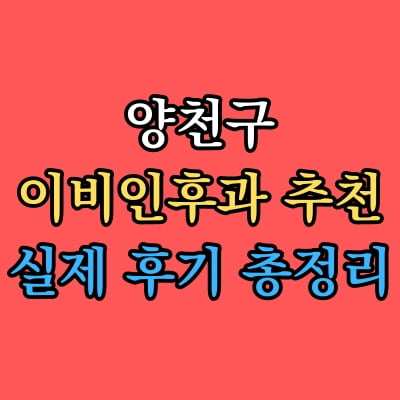 양천구 이비인후과 추천 후기 총정리