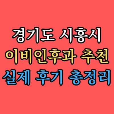 시흥시 이비인후과 추천 후기 총정리