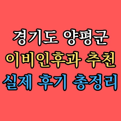 양평군 이비인후과 추천 후기 총정리