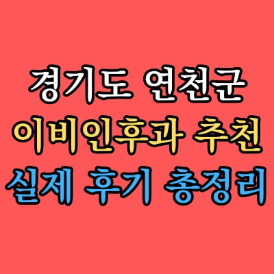 연천군 이비인후과 추천 후기 총정리