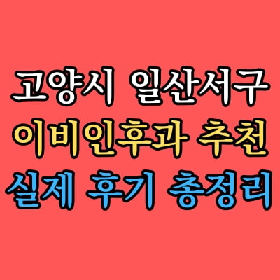일산서구 이비인후과 추천 후기 총정리