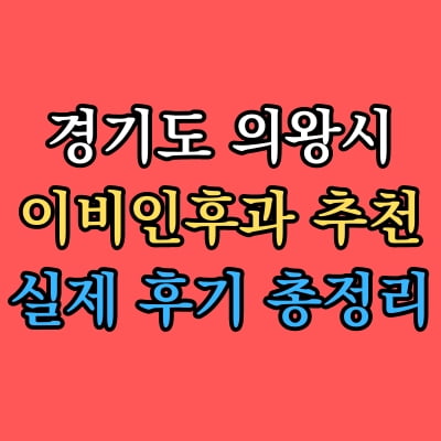 의왕시 이비인후과 추천 후기 총정리
