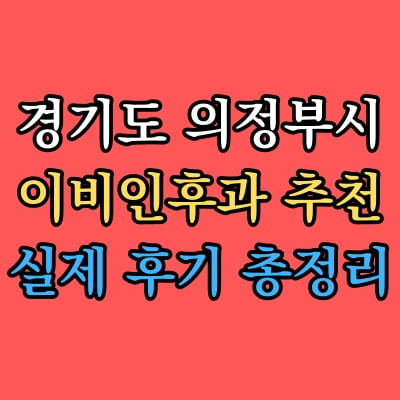 의정부시 이비인후과 추천 후기 총정리