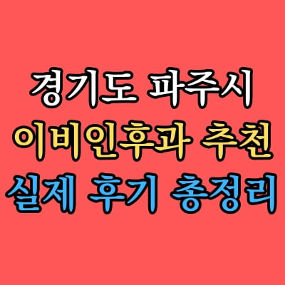 파주시 이비인후과 추천 후기 총정리