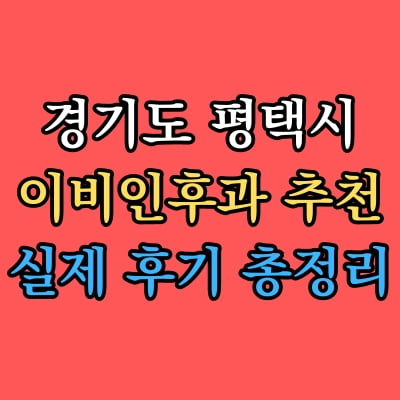 평택시 이비인후과 추천 후기 총정리