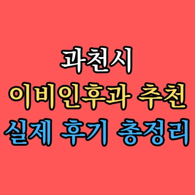 과천시 이비인후과 추천 후기 총정리