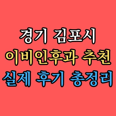 김포시 이비인후과 추천 후기 총정리