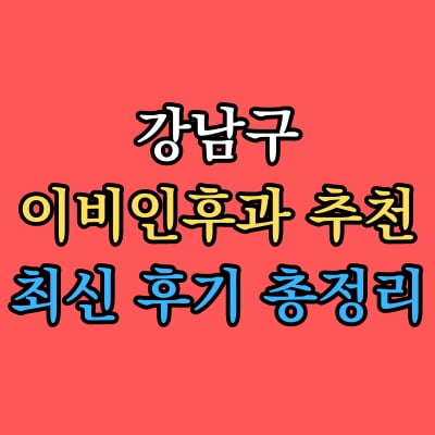 강남구 이비인후과 추천 후기 총정리