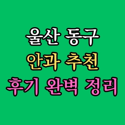 울산 동구 안과 추천 후기 총정리