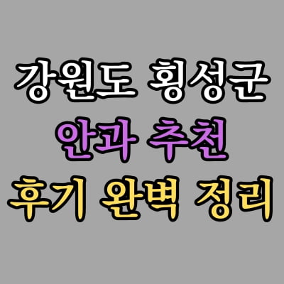 횡성군 안과 추천 후기 총정리