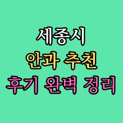 세종시 안과 추천 후기 총정리