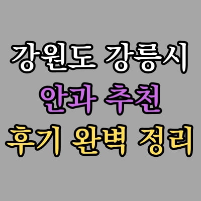 강릉시 안과 추천 후기 총정리