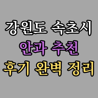 속초시 안과 추천 후기 총정리