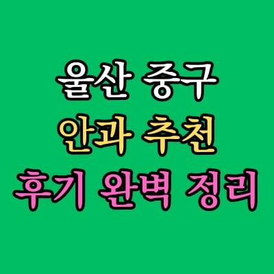 울산 중구 안과 추천 후기 총정리