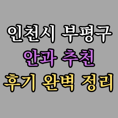 부평구 안과 추천 후기 총정리