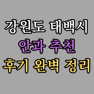 태백시 안과 추천 후기 총정리