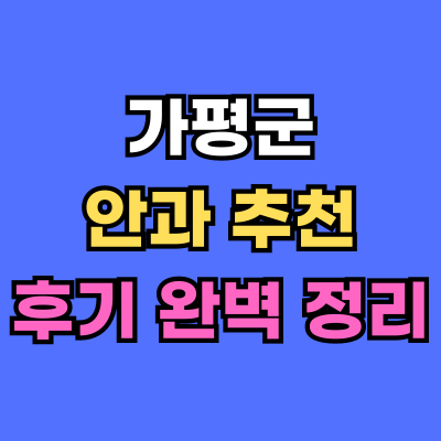 가평군 안과 추천 후기 총정리