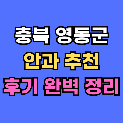 영동군 안과 추천 후기 총정리