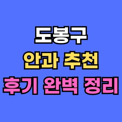 도봉구 안과 추천 후기 총정리