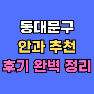 동대문구 안과 추천 후기 총정리