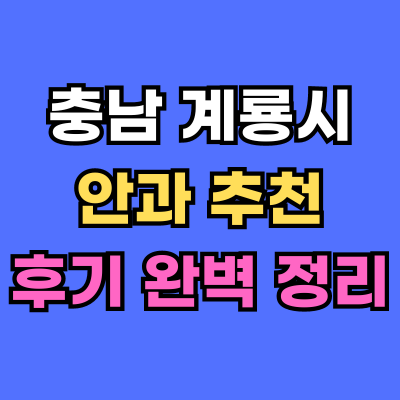 계룡시 안과 추천 후기 총정리