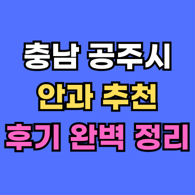 공주시 안과 추천 후기 총정리