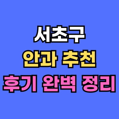서초구 안과 추천 후기 총정리
