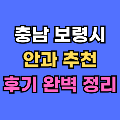 보령시 안과 추천 후기 총정리