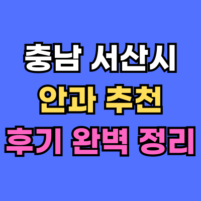 서산시 안과 추천 후기 총정리
