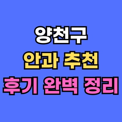 양천구 안과 추천 후기 총정리