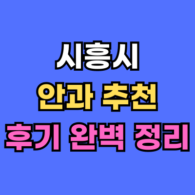 시흥시 안과 추천 후기 총정리