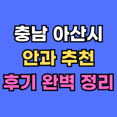 아산시 안과 추천 후기 총정리