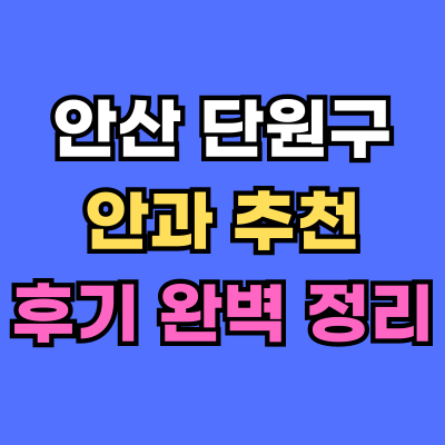 단원구 안과 추천 후기 총정리