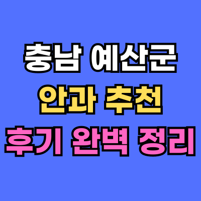 예산군 안과 추천 후기 총정리