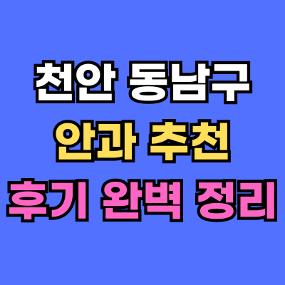 천안 동남구 안과 추천 후기 총정리