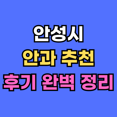 안성시 안과 추천 후기 총정리