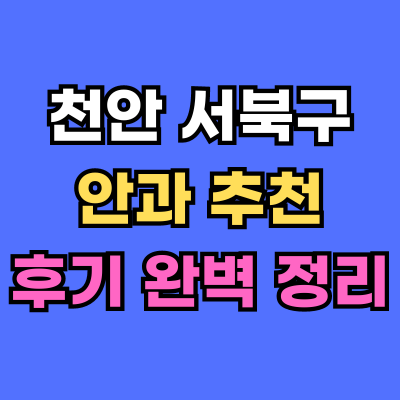 천안 서북구 안과 추천 후기 총정리