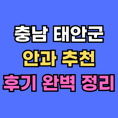 태안군 안과 추천 후기 총정리