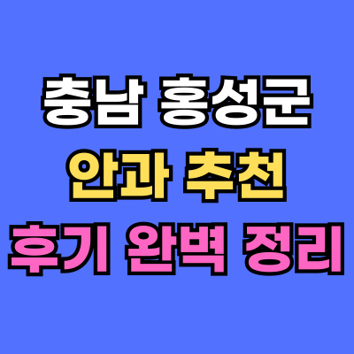 홍성군 안과 추천 후기 총정리