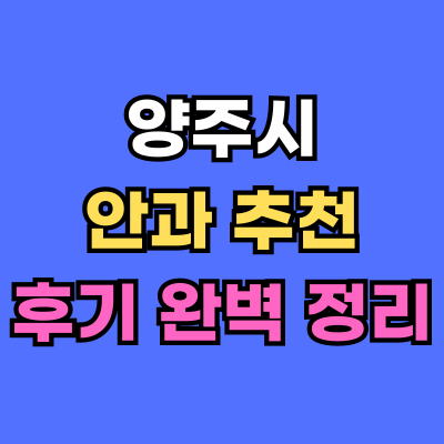 양주시 안과 추천 후기 총정리