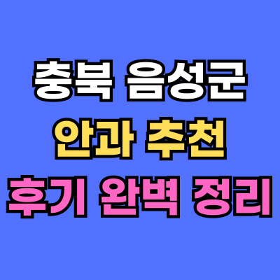 음성군 안과 추천 후기 총정리