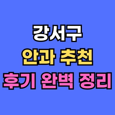 강서구 안과 추천 후기 총정리