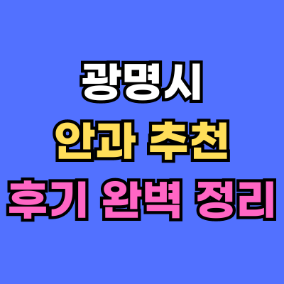 광명시 안과 추천 후기 총정리