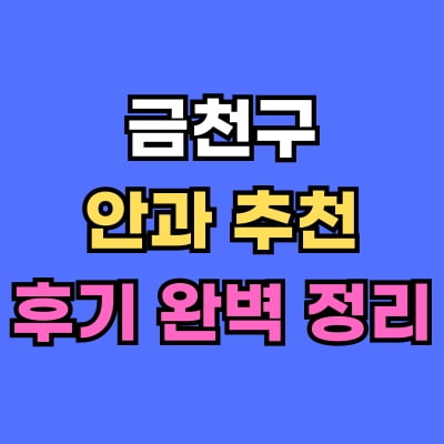금천구 안과 추천 후기 총정리