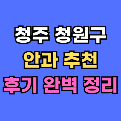 청원구 안과 추천 후기 총정리