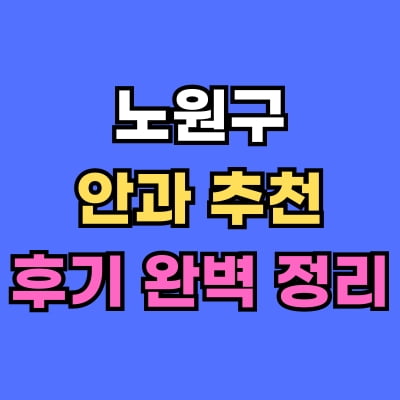 노원구 안과 추천 후기 총정리