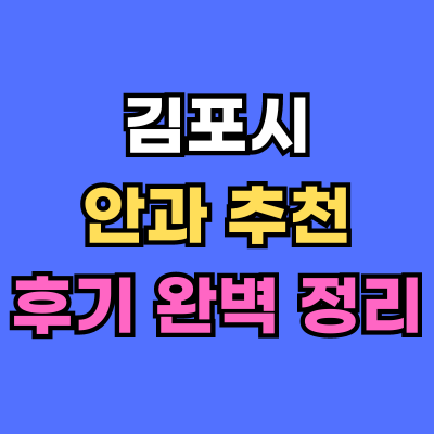 김포시 안과 추천 후기 총정리