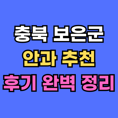 보은군 안과 추천 후기 총정리