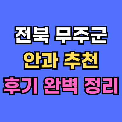 무주군 안과 추천 후기 총정리