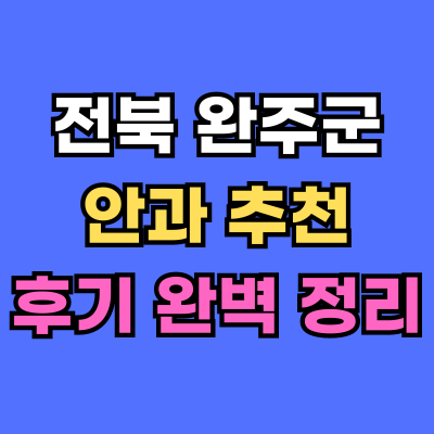 완주군 안과 추천 후기 총정리